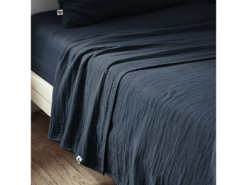 Drap plat 240x300 gaze de coton minuit Terre de Nuit