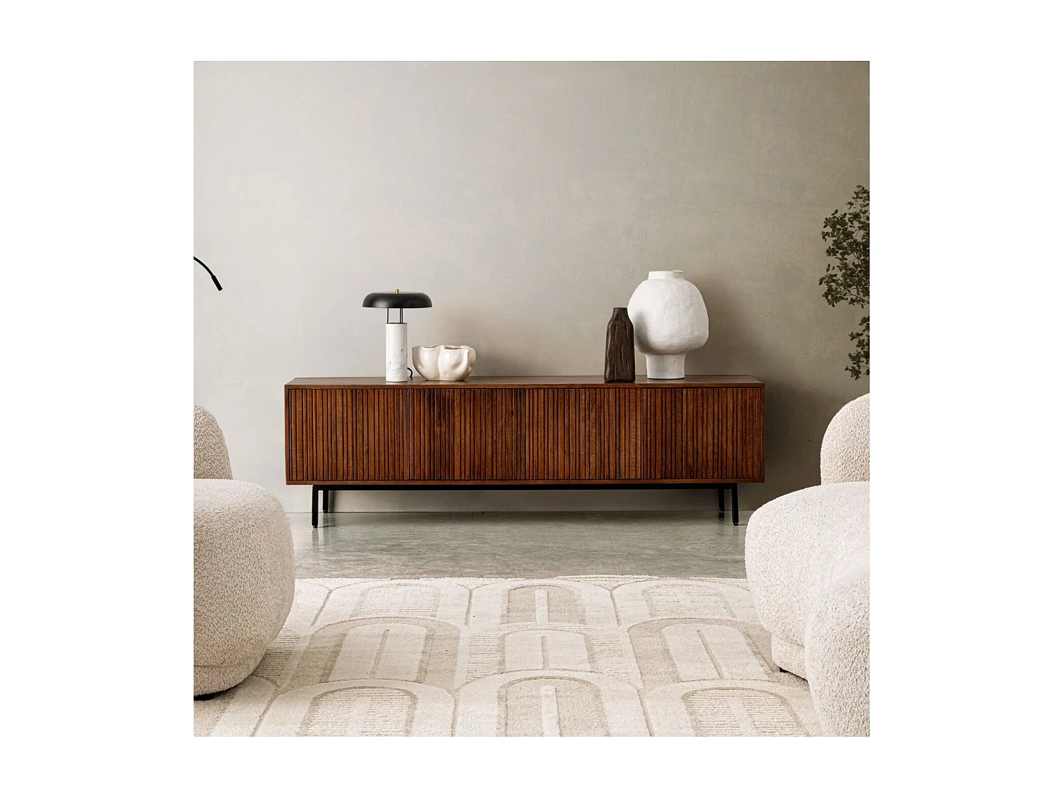 Meuble TV en manguier et métal 4 portes L170 - KATA