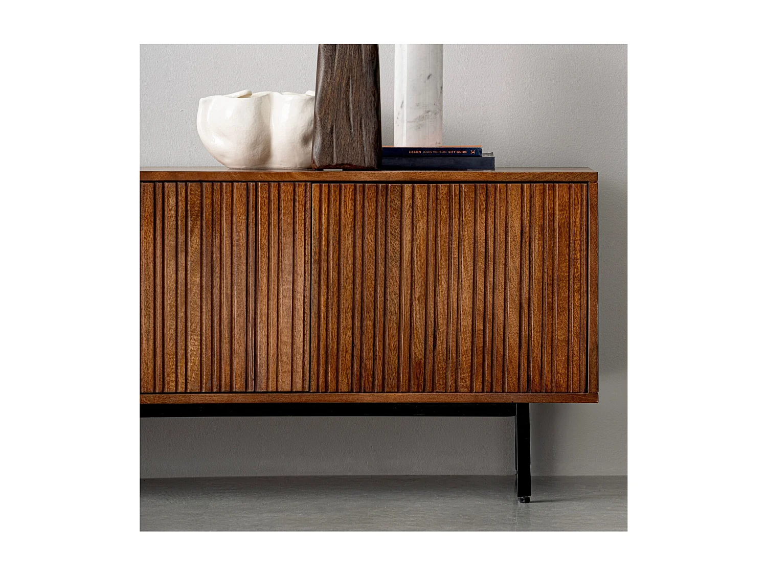 Meuble TV en manguier et métal 4 portes L170 - KATA