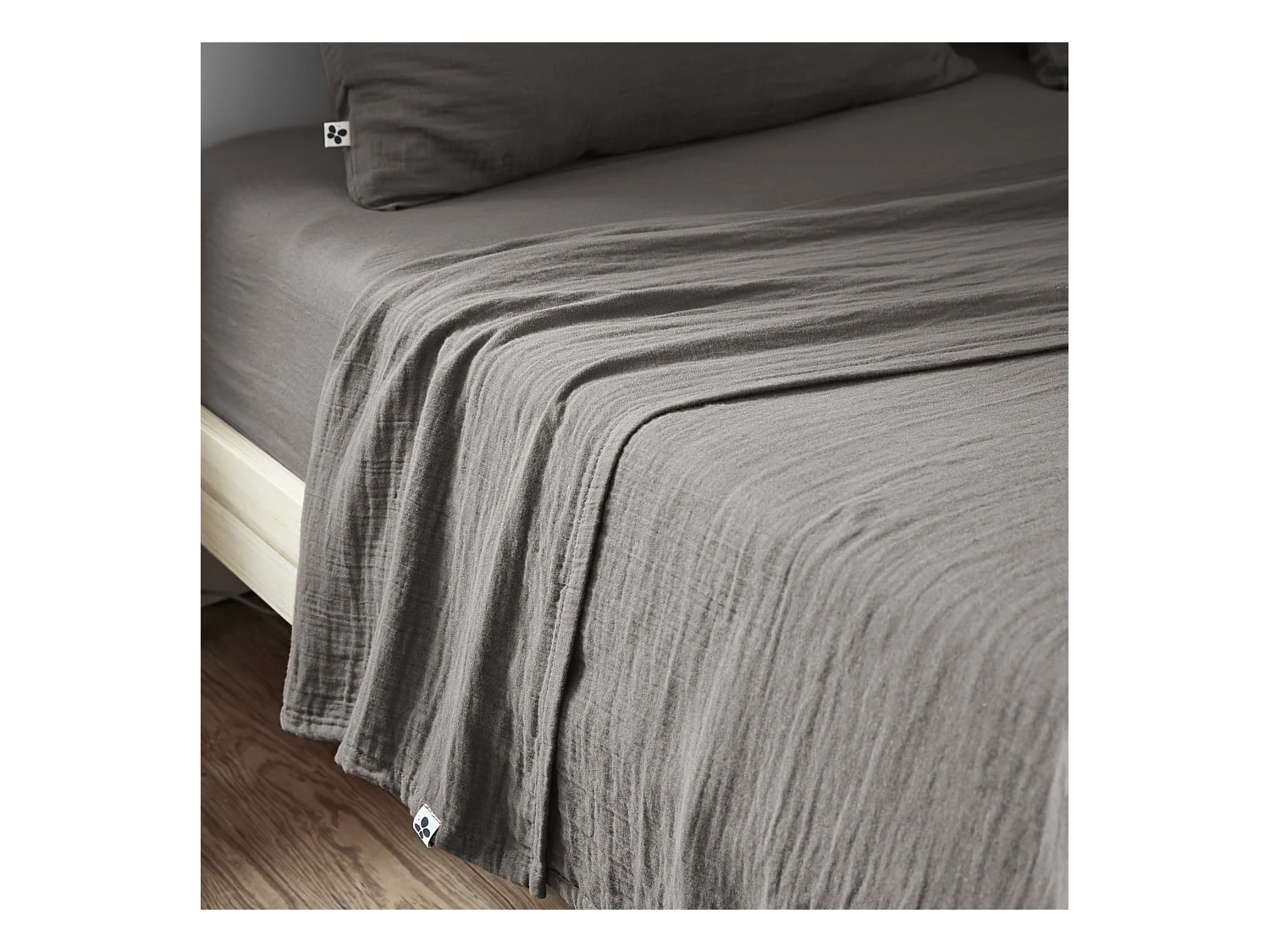 Drap plat 270x300 gaze de coton granit Terre de Nuit