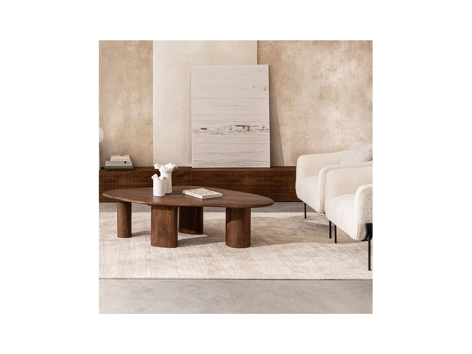 Table basse organique ovale en manguier L150 - BLAS