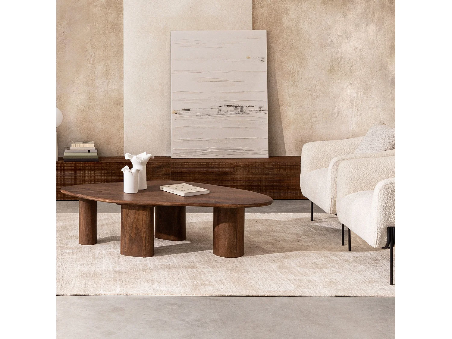 Table basse organique ovale en manguier L150 - BLAS