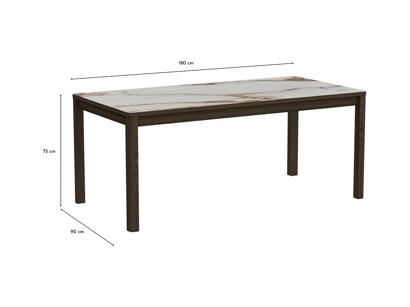 Table rectangulaire en céramique et chêne fumé 6 places L180 - SIMONE