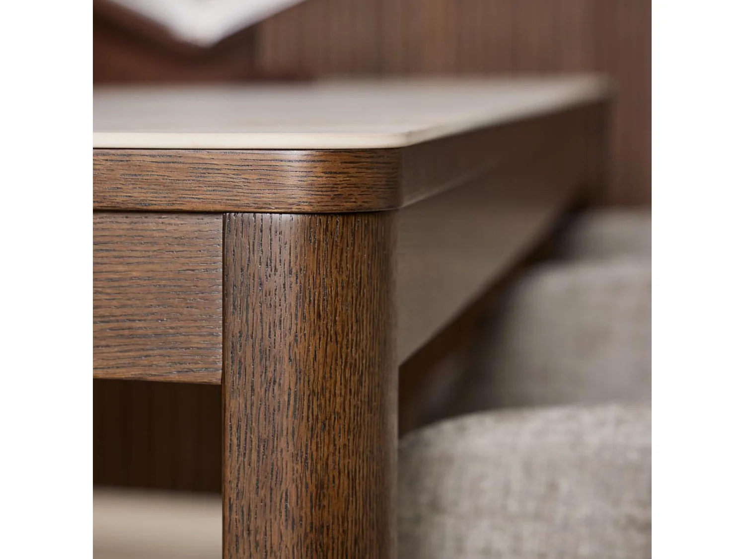 Table rectangulaire en céramique et chêne fumé 6 places L180 - SIMONE