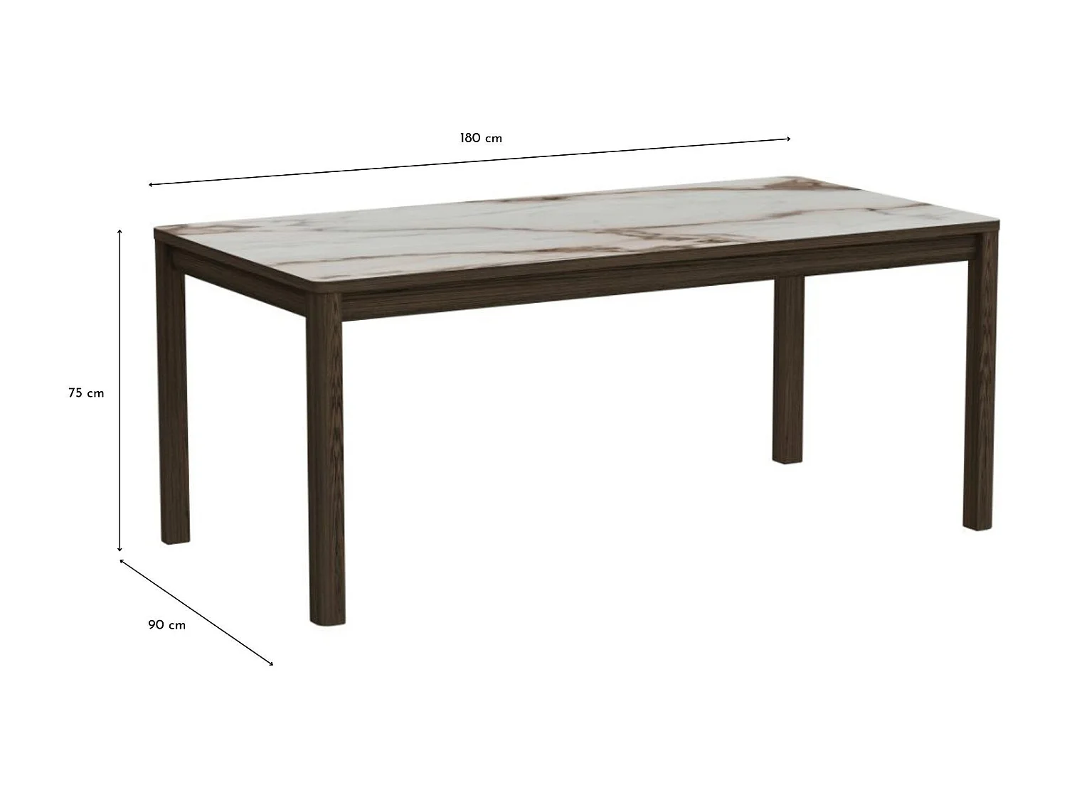 Table rectangulaire en céramique et chêne fumé 6 places L180 - SIMONE