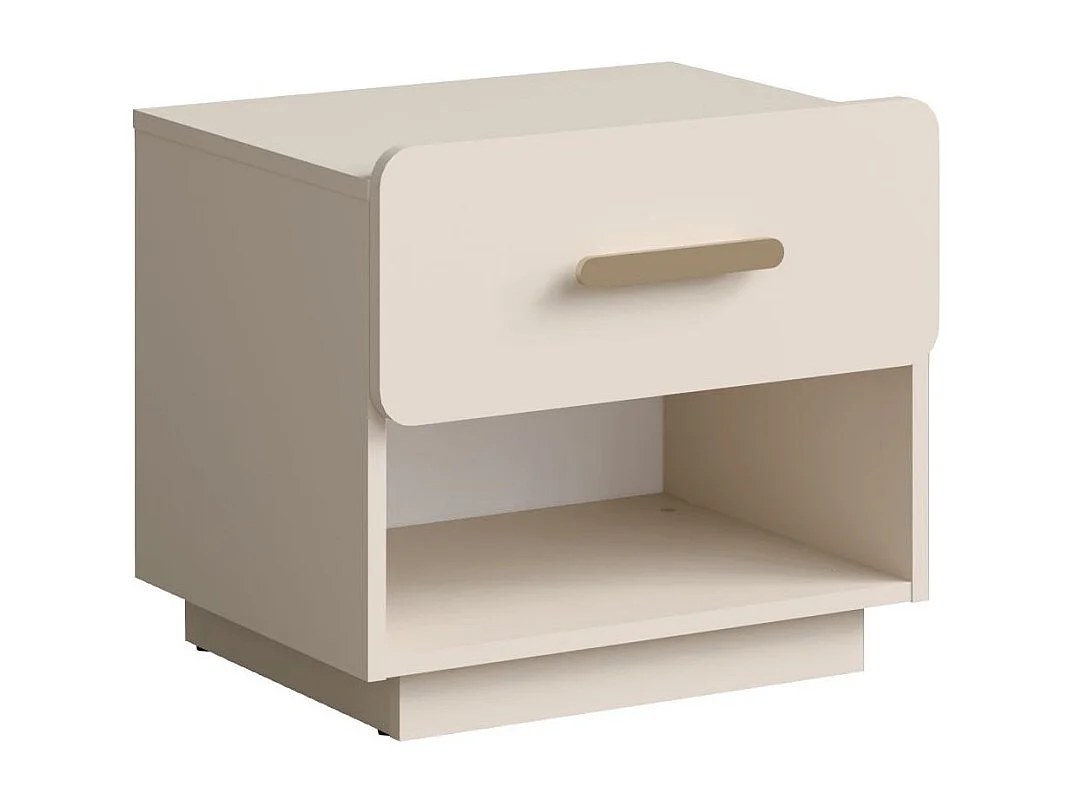 Chambre complète AMALIE beige – Lit coffre 180x200 cm, armoire, commode, 2 chevets et étagères