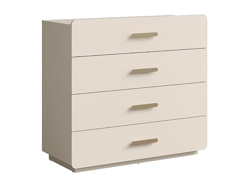 Comoda 4 gavetas AMALIE – Cor bege areia – L100 x H93 x P42 cm – Acabamento elegante e formas suaves