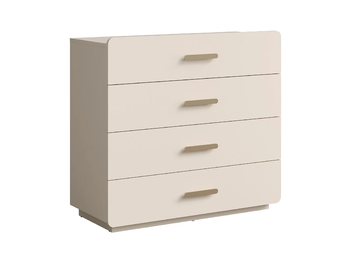 Commode 4 tiroirs AMALIE – Coloris beige sable – L100 x H93 x P42 cm – Finition élégante et formes douces