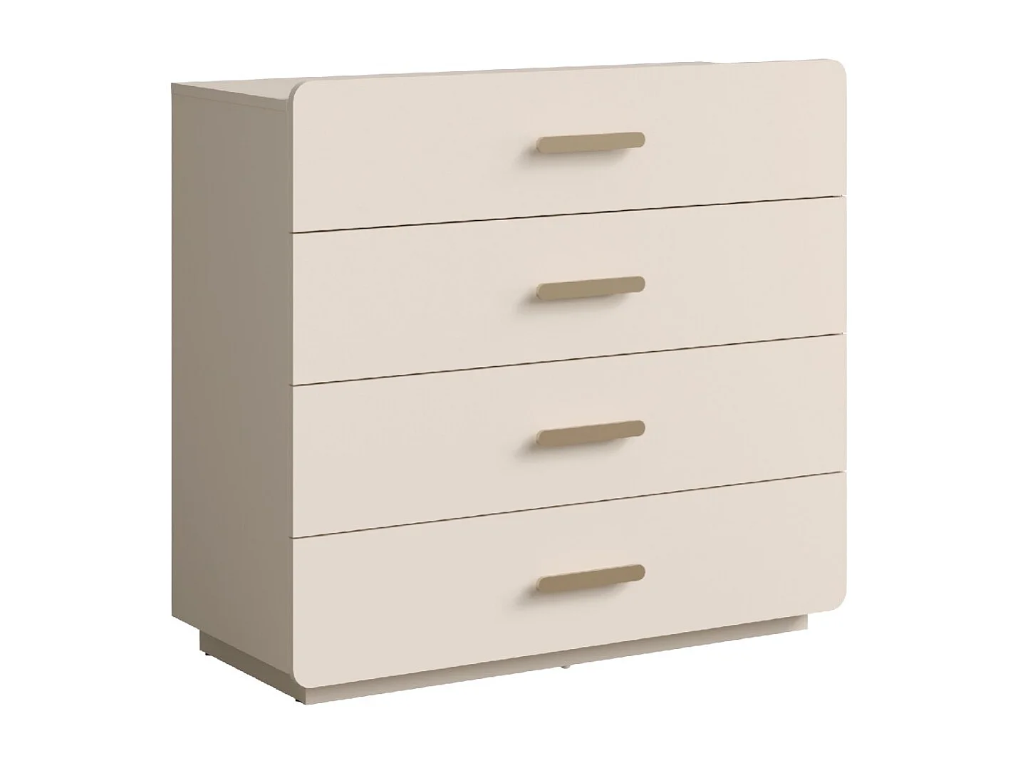 Commode 4 tiroirs AMALIE – Coloris beige sable – L100 x H93 x P42 cm – Finition élégante et formes douces
