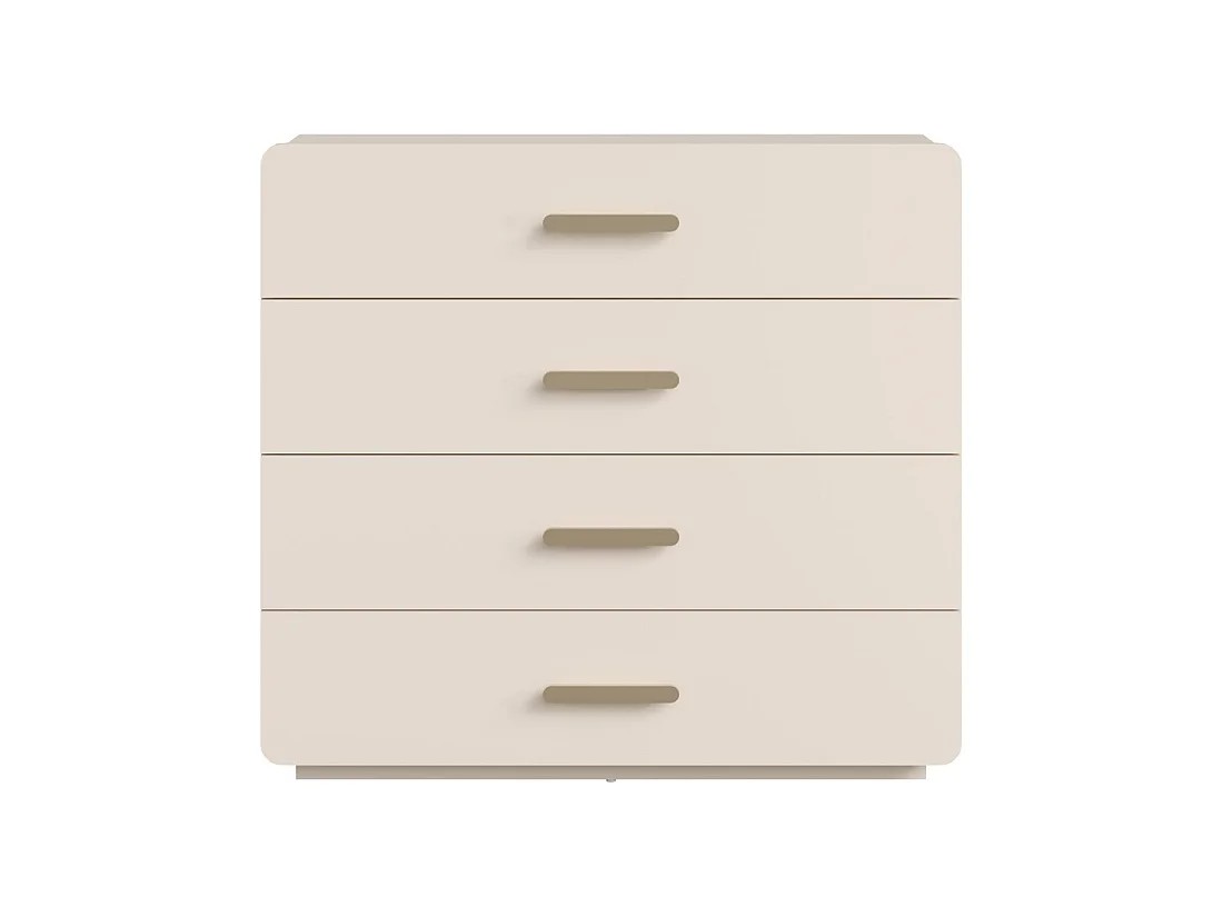 Comò 4 cassetti AMALIE – Colore beige sabbia – L100 x H93 x P42 cm – Finitura elegante e forme morbide