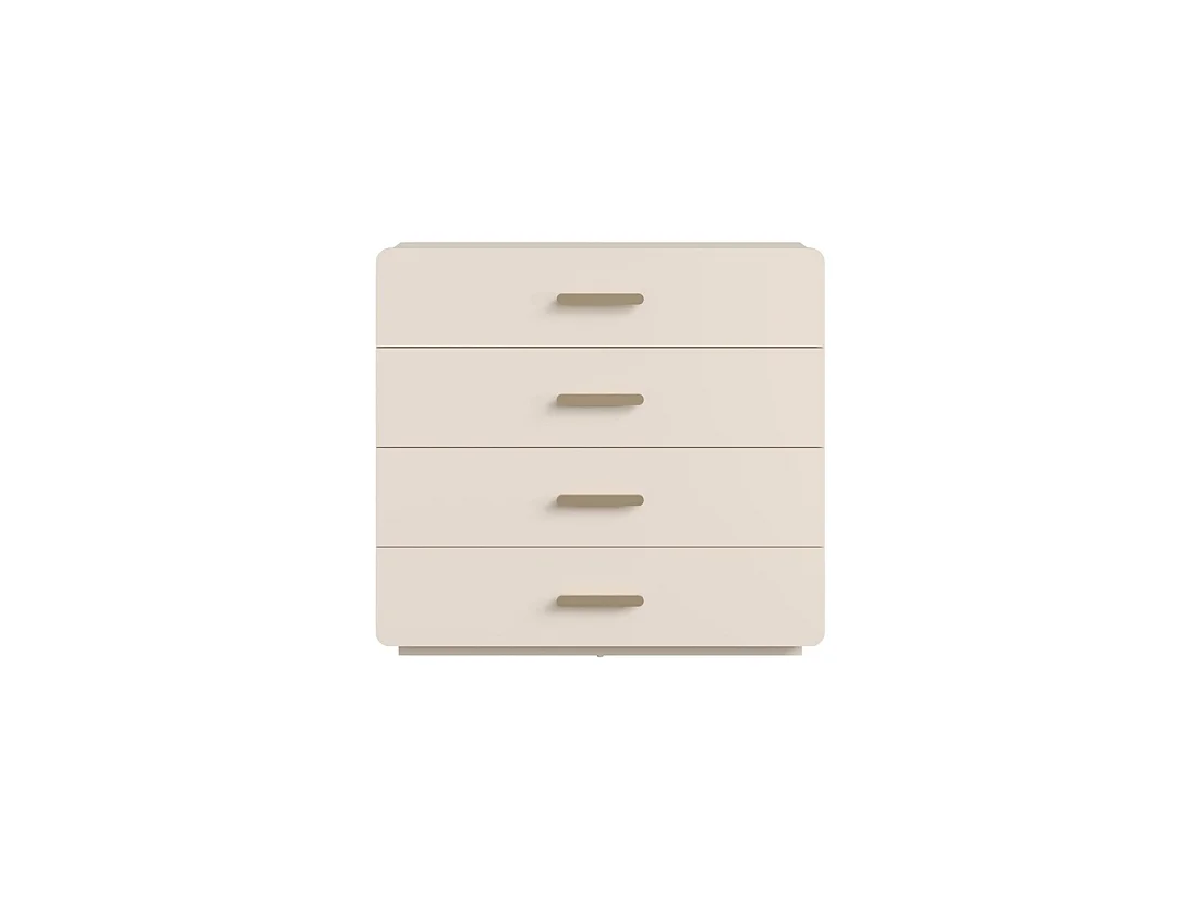 Comò 4 cassetti AMALIE – Colore beige sabbia – L100 x H93 x P42 cm – Finitura elegante e forme morbide