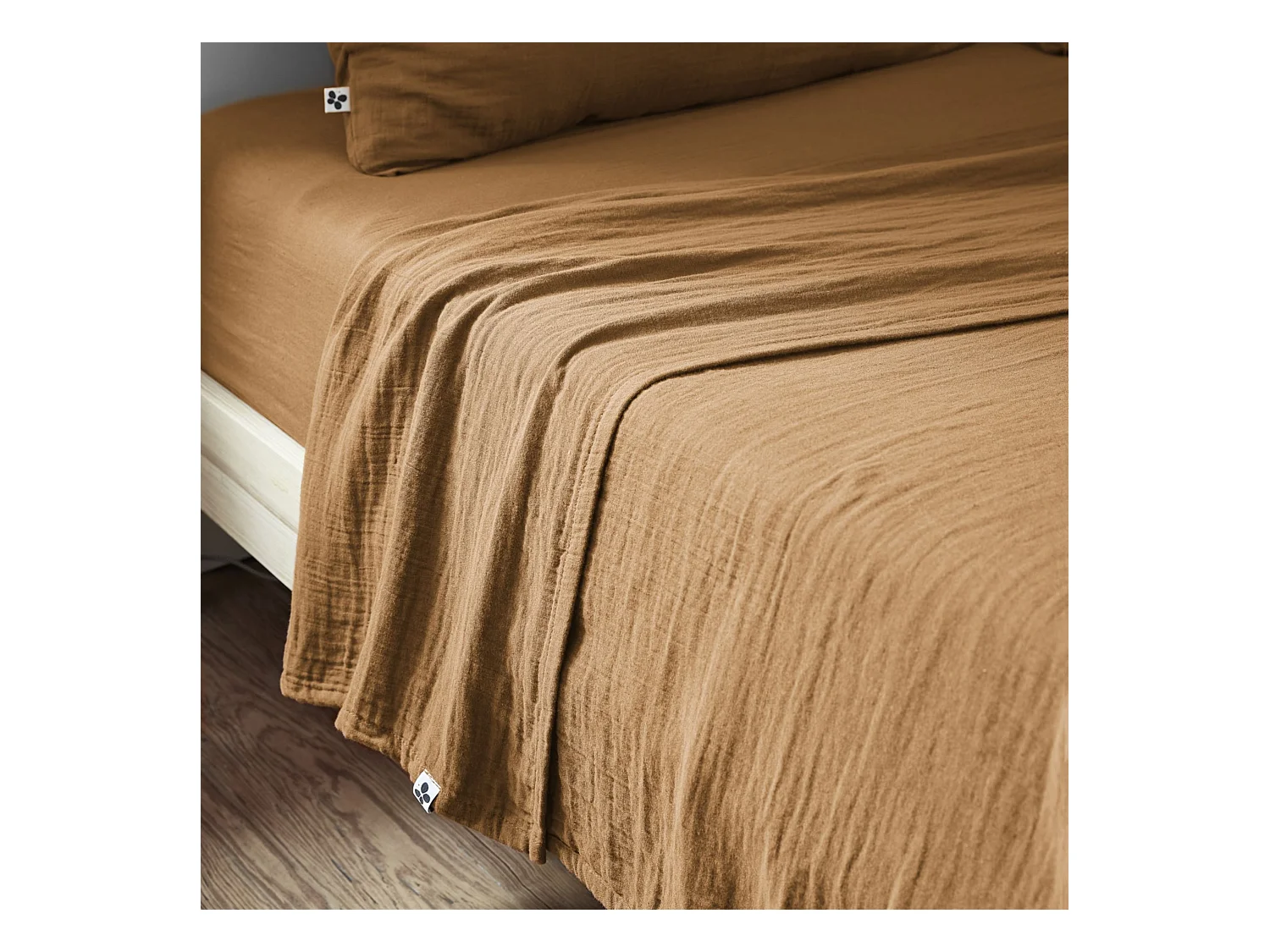 Drap plat 270x300 gaze de coton camel Terre de Nuit