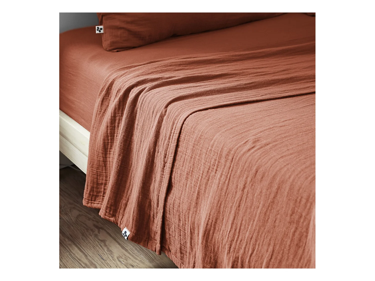 Drap plat 270x300 gaze de coton terracotta Terre de Nuit