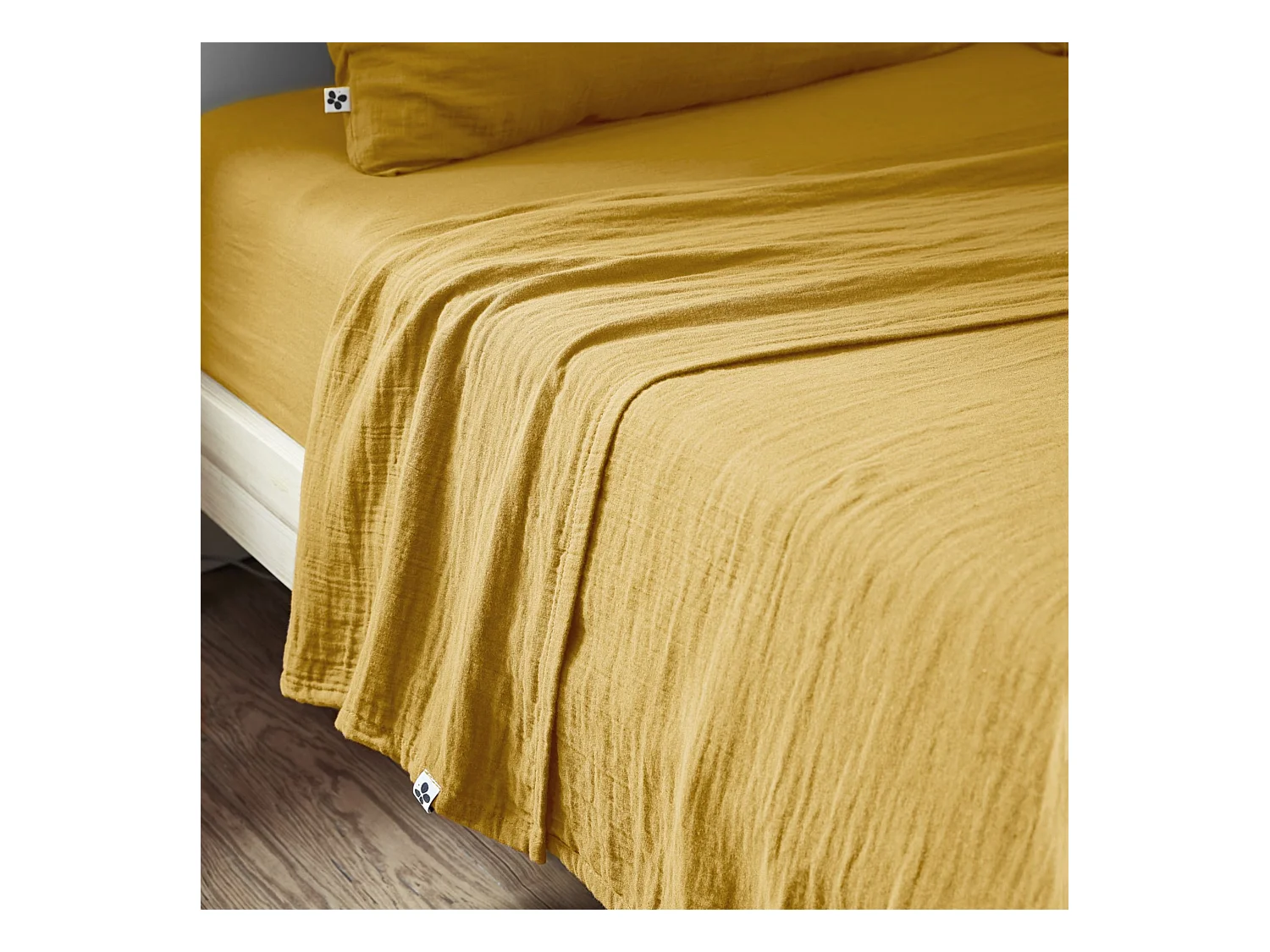 Drap plat 240x300 gaze de coton safran Terre de Nuit