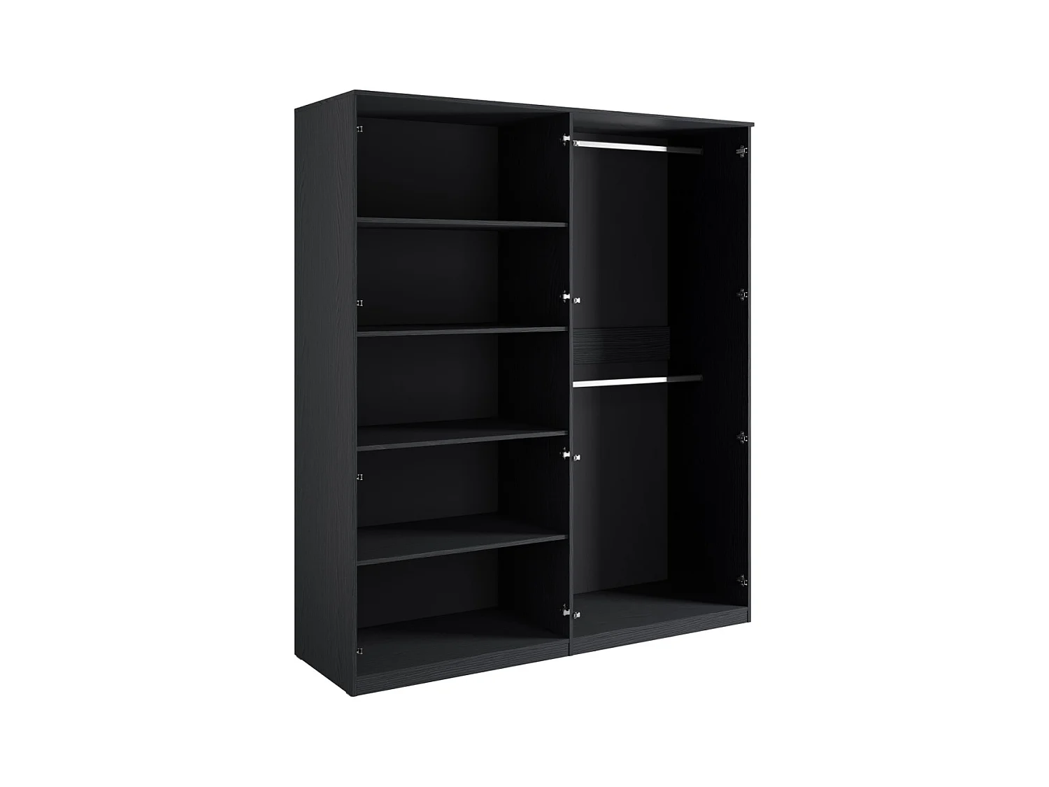 Chambre complète MONDO – Noir structuré et doré – Lit 160x200 avec sommier + Armoire + Commode + 2 chevets