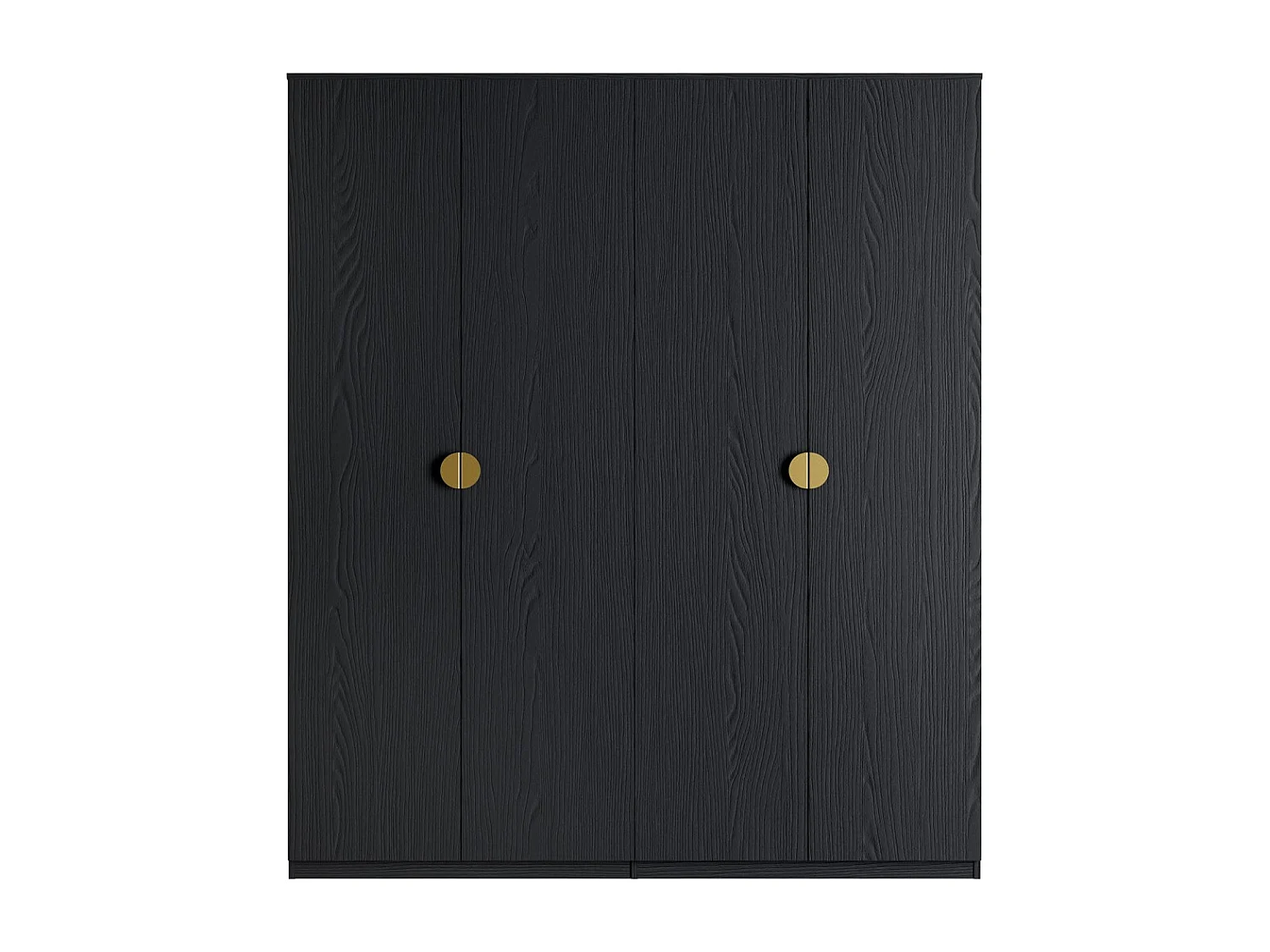 Juego de dormitorio MONDO – Negro estructurado y dorado – Cama 160x200 con somier + Armario + Cómoda + 2 mesitas de noche