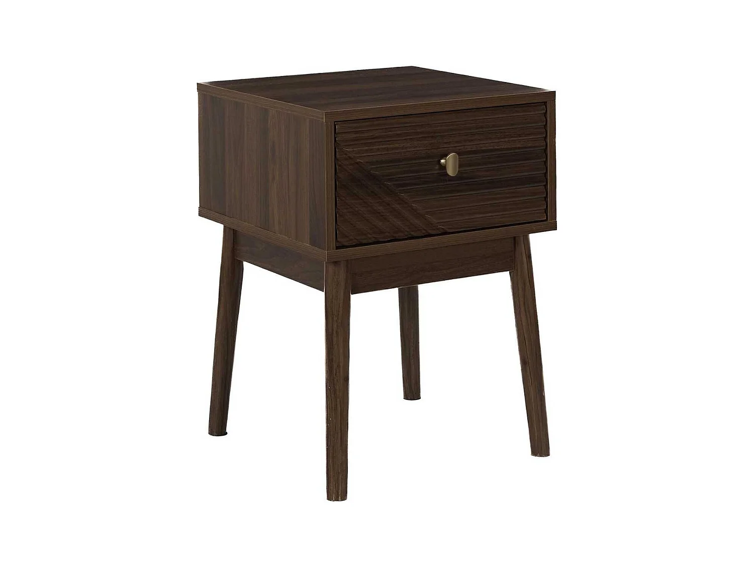 Chevet 1 tiroir en bois et MDF pieds en pin teinté chêne foncé - COLETTE
