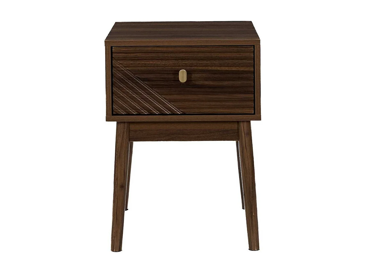 Chevet 1 tiroir en bois et MDF pieds en pin teinté chêne foncé - COLETTE