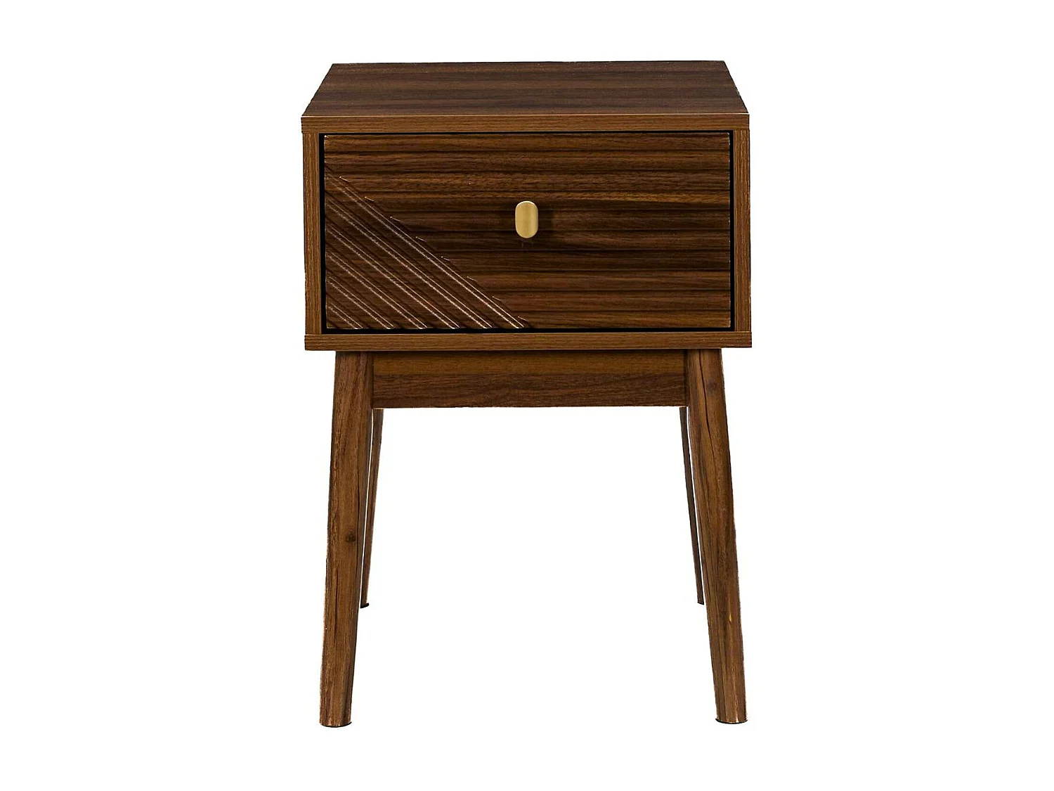 Chevet 1 tiroir en bois et MDF pieds en pin teinté chêne foncé - COLETTE