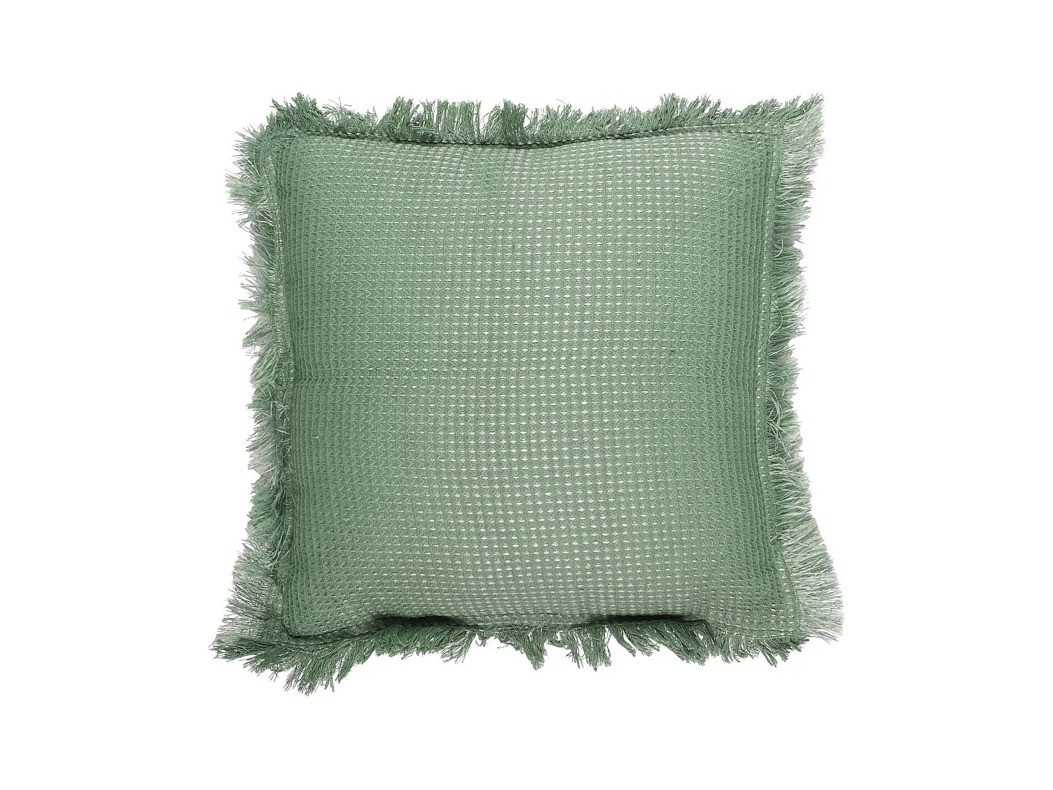 Coussin 40x40 cm déhoussable en coton style gaufré coloris vert sauge