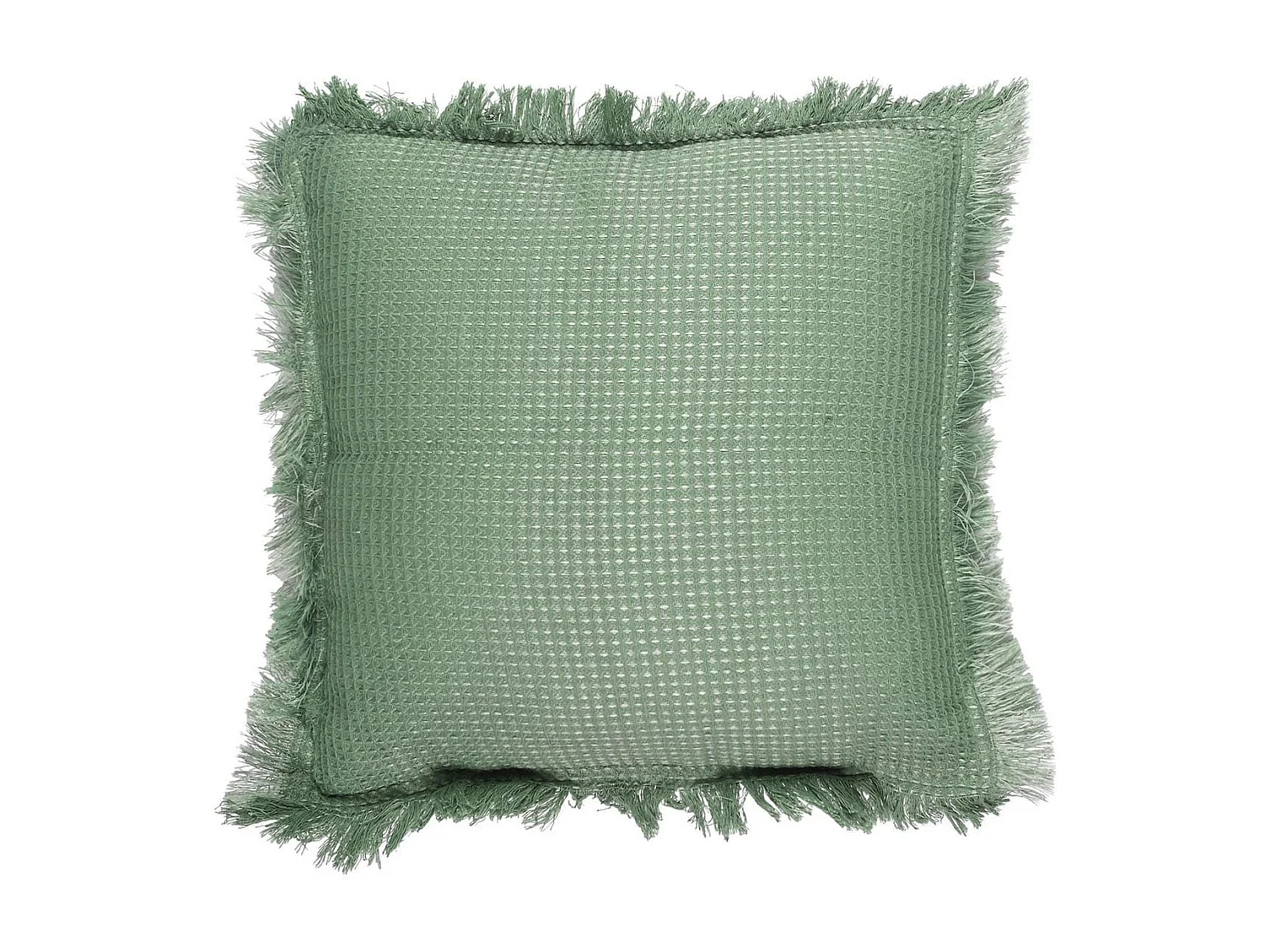 Coussin 40x40 cm déhoussable en coton style gaufré coloris vert sauge