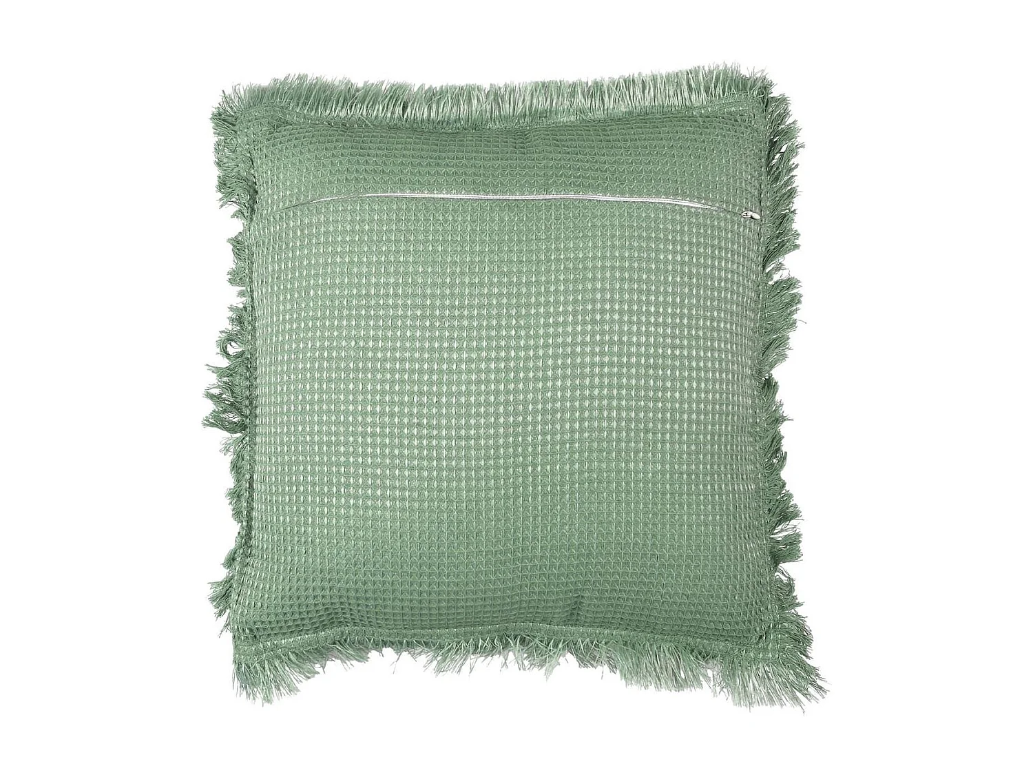 Coussin 40x40 cm déhoussable en coton style gaufré coloris vert sauge