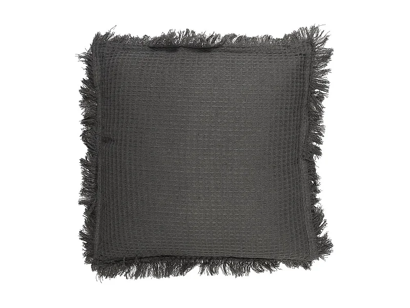 Coussin 40x40 cm déhoussable en coton style gaufré coloris gris anthracite