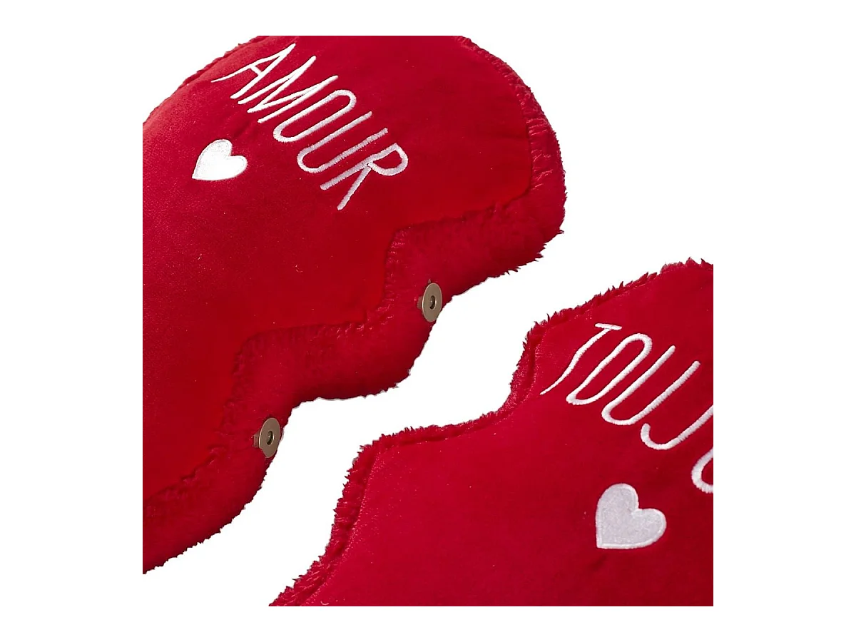 Coussin en forme de cœur détachable en polyester rouge