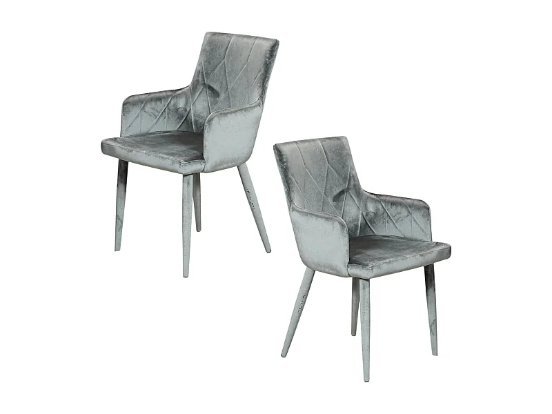 Fauteuil de table moderne en velours gris (lot de 2) HAWAI