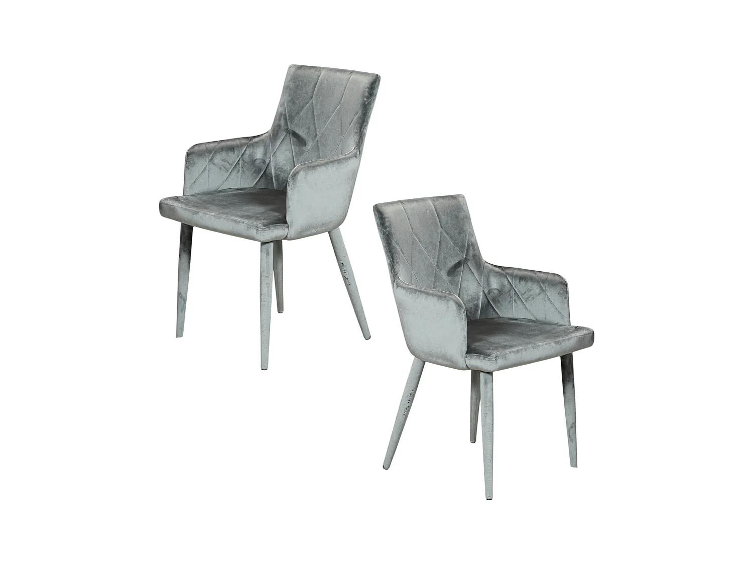 Fauteuil de table moderne en velours gris (lot de 2) HAWAI