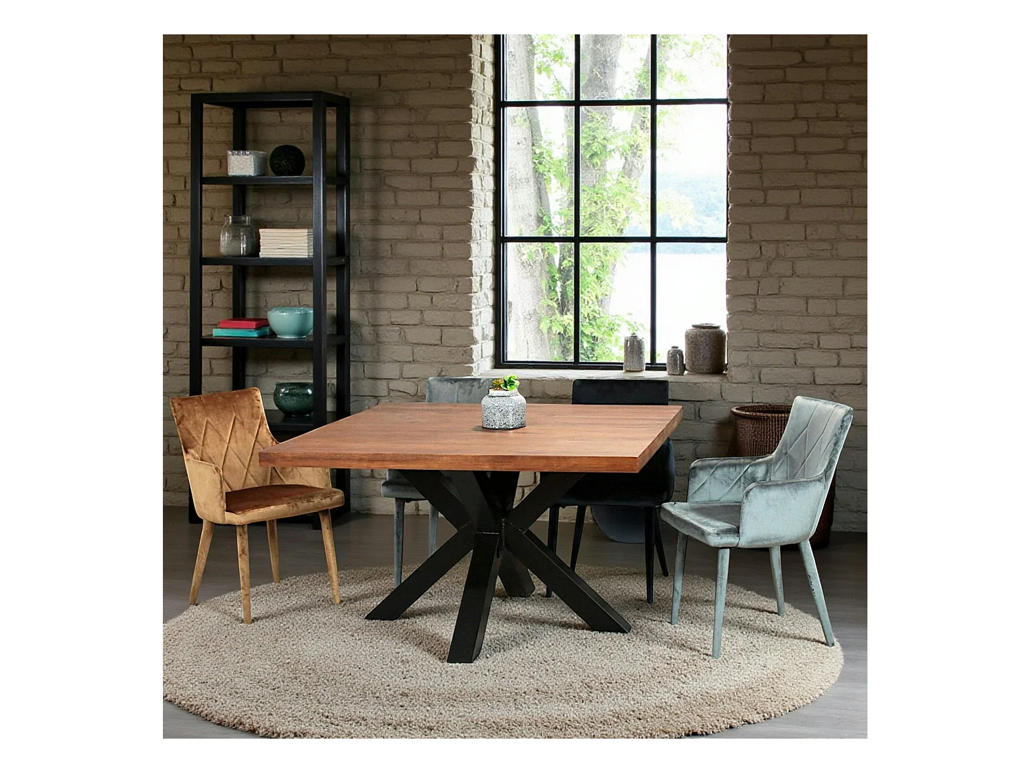 Fauteuil de table moderne en velours gris (lot de 2) HAWAI