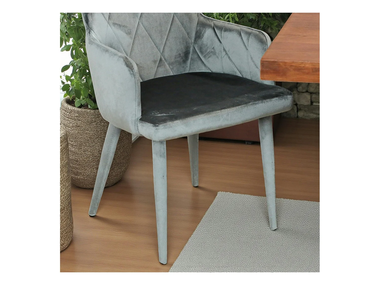 Fauteuil de table moderne en velours gris (lot de 2) HAWAI