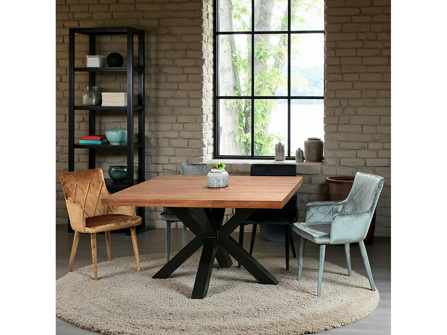 Fauteuil de table moderne en velours gris (lot de 2) HAWAI