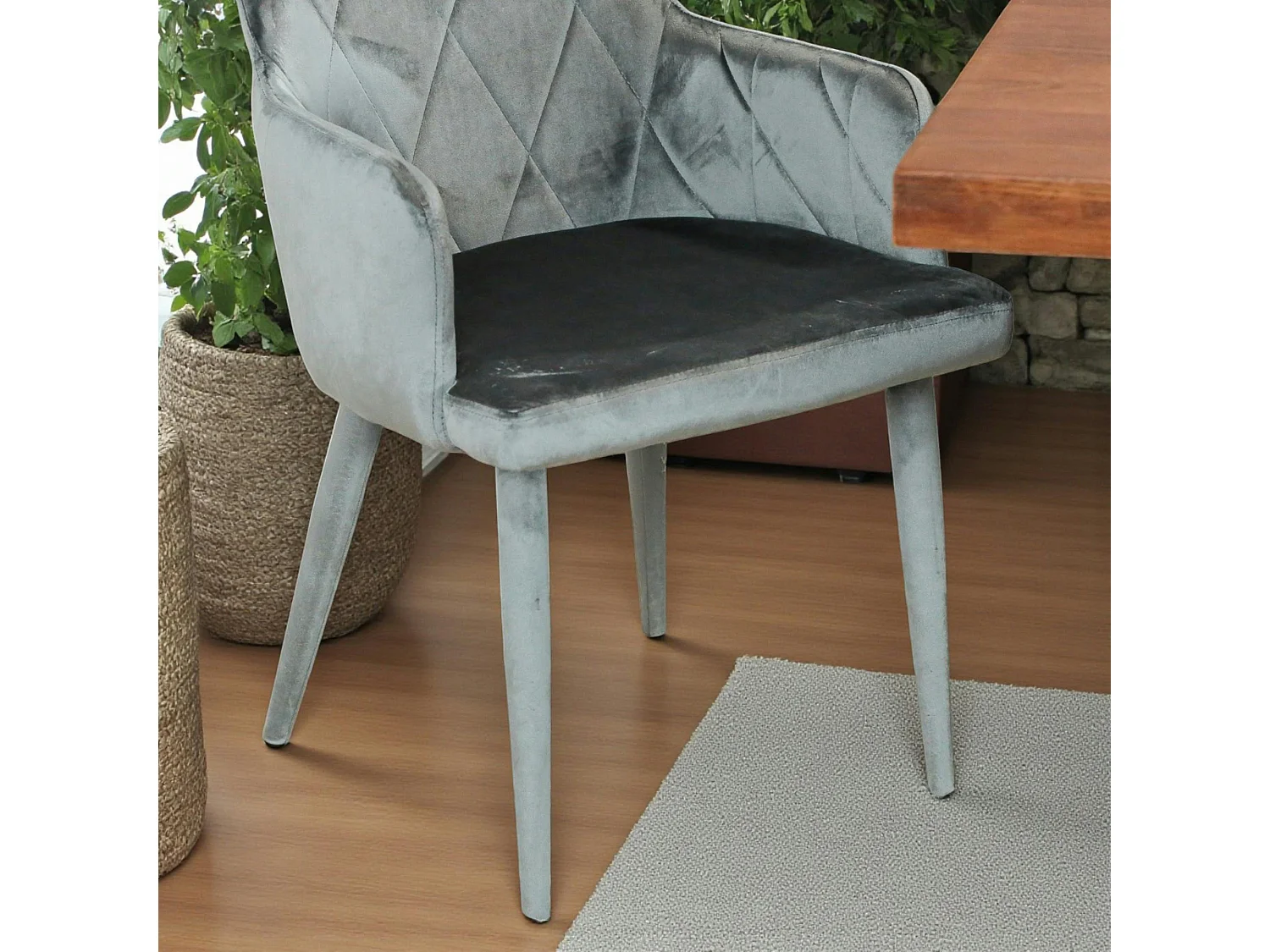 Fauteuil de table moderne en velours gris (lot de 2) HAWAI