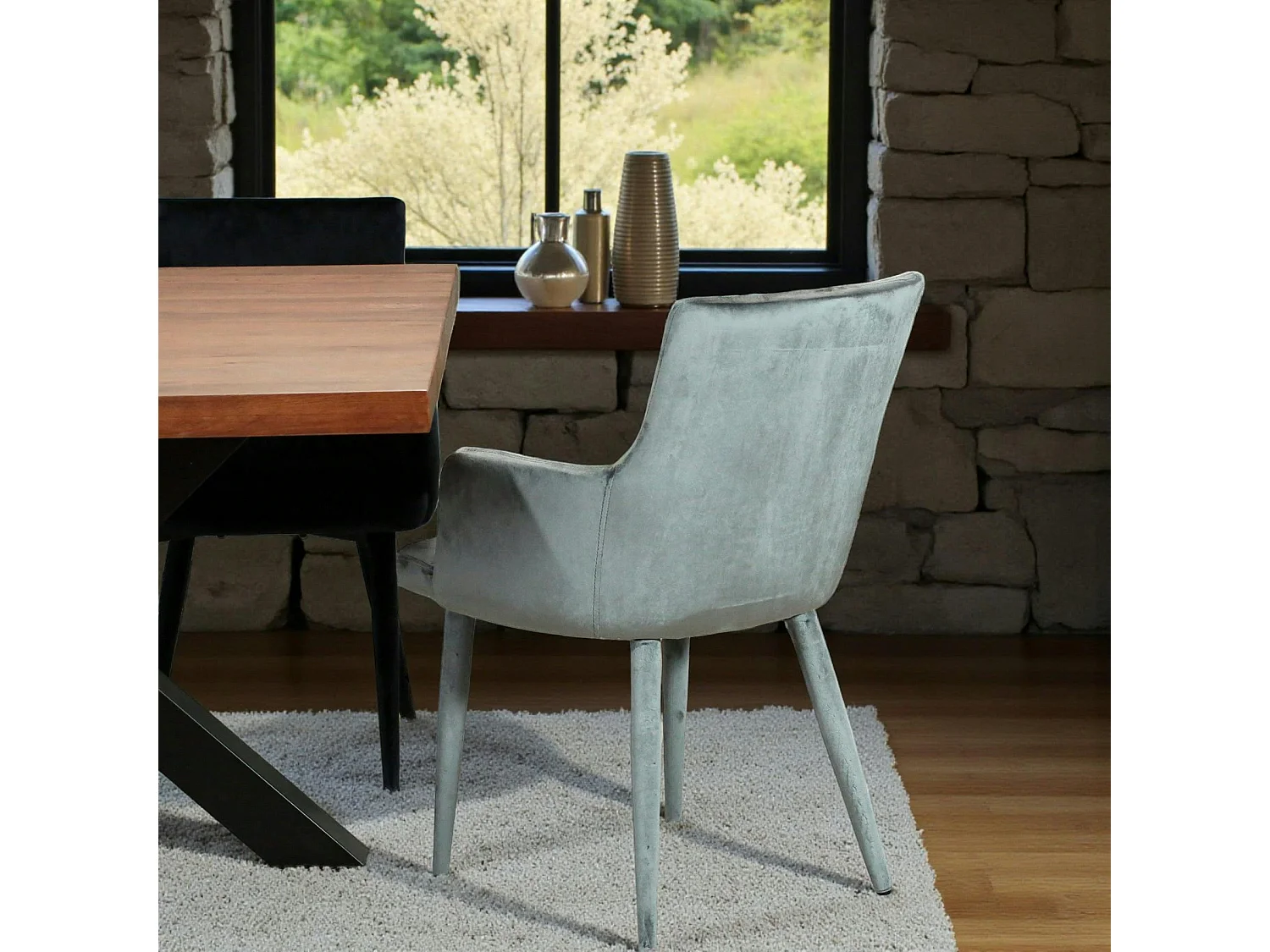 Fauteuil de table moderne en velours gris (lot de 2) HAWAI