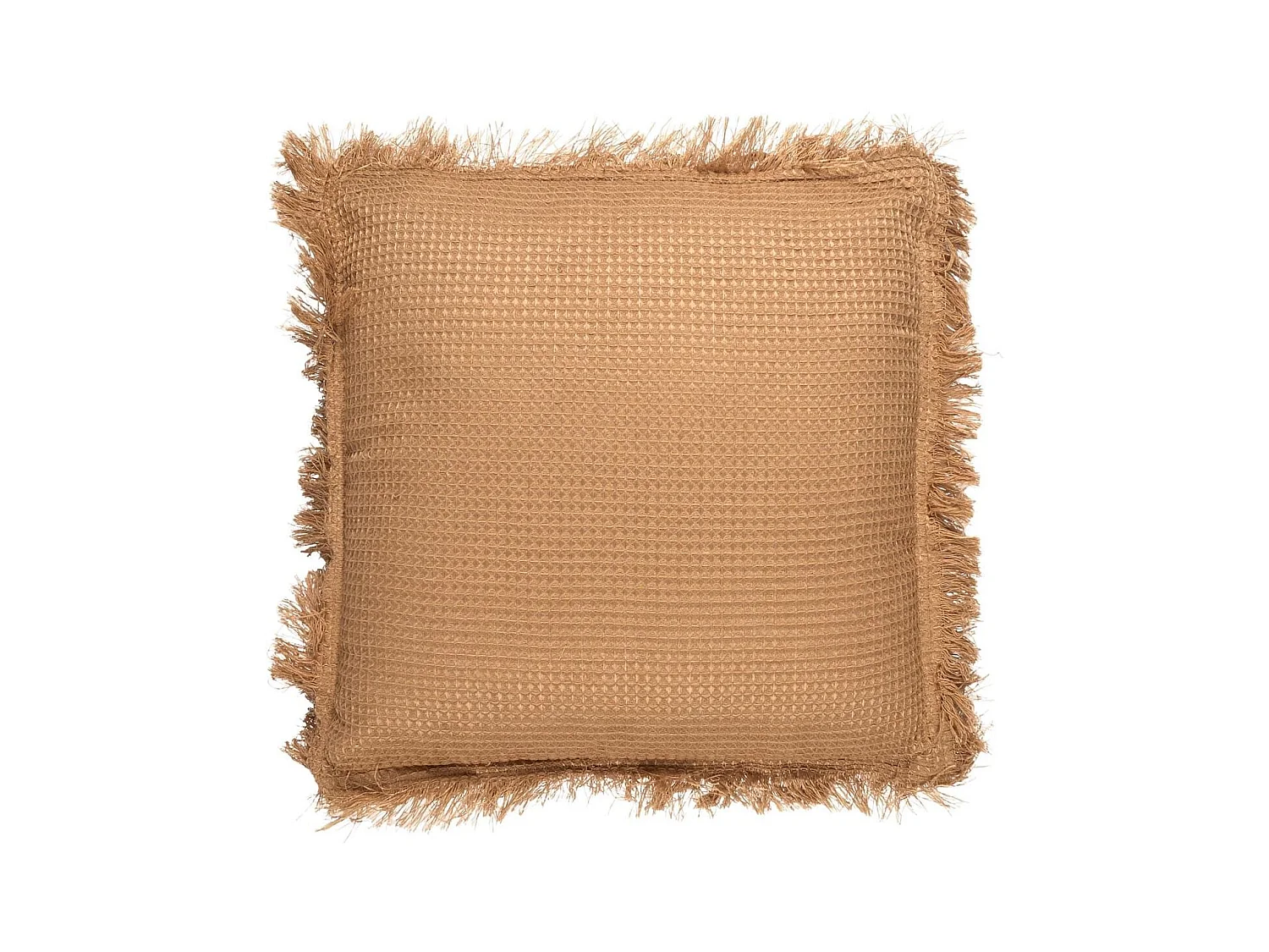 Coussin 40x40 cm déhoussable en coton style gaufré coloris ocre