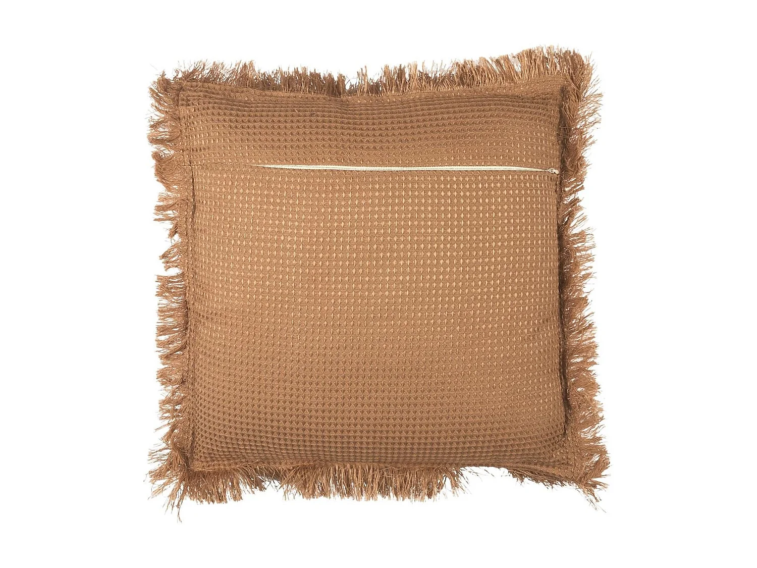 Coussin 40x40 cm déhoussable en coton style gaufré coloris ocre