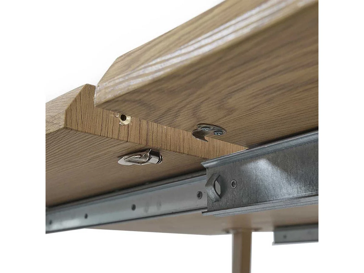 Table repas extensible 6-8 personnes en MDF aspect chêne bords biseautés - LYPSI