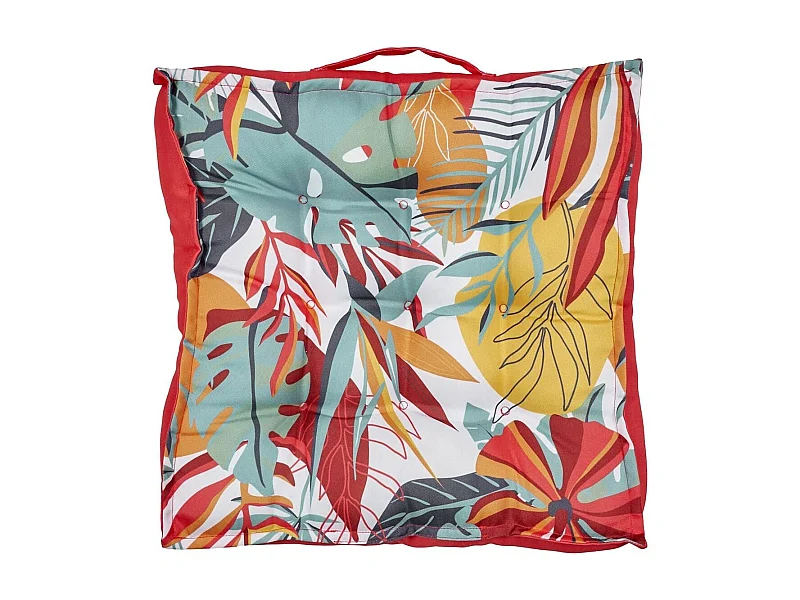 Coussin de sol 40x40 déhoussable tissu déperlant paradis exotique