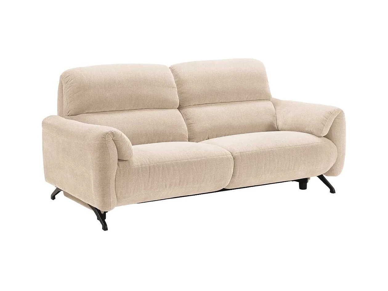 Canapé relax électrique 3 places tissu polyester beige - MALKO