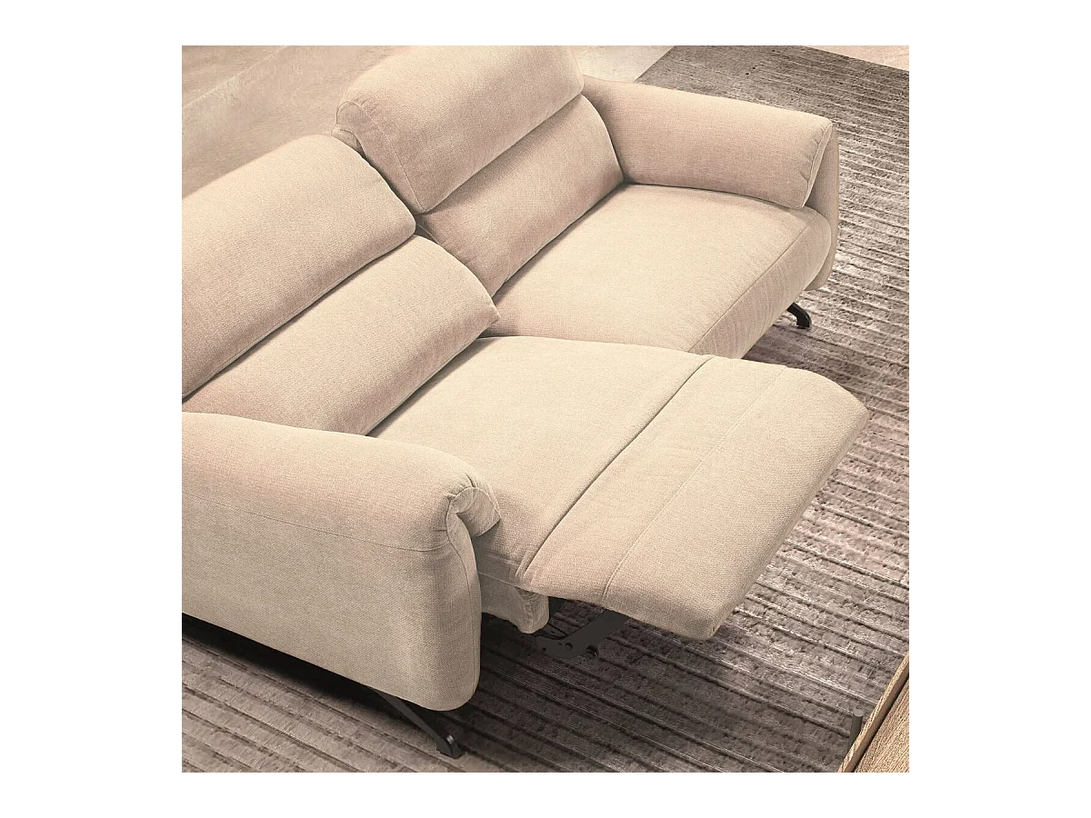 Canapé relax électrique 3 places tissu polyester beige - MALKO