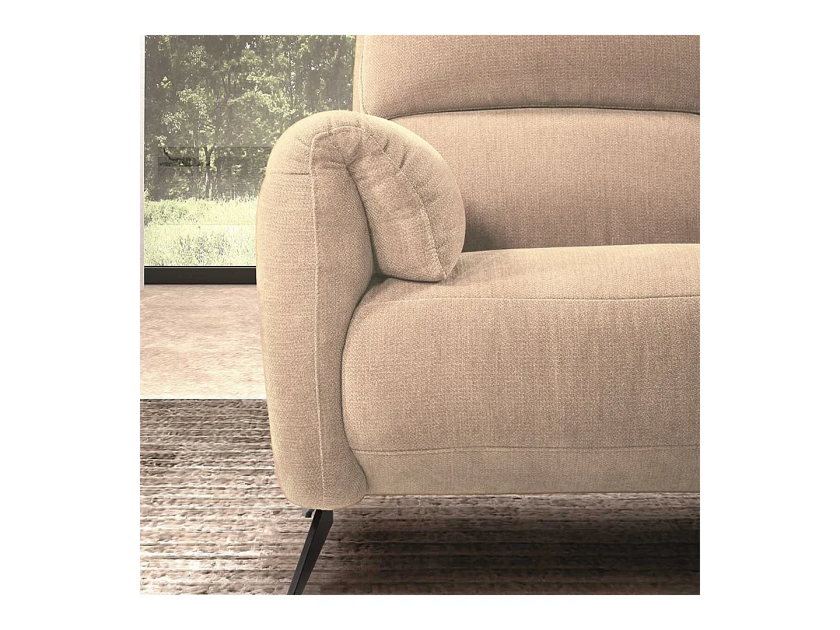 Canapé relax électrique 3 places tissu polyester beige - MALKO