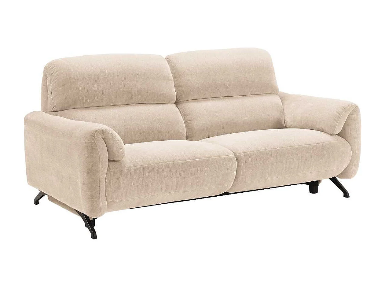 Canapé relax électrique 3 places tissu polyester beige - MALKO