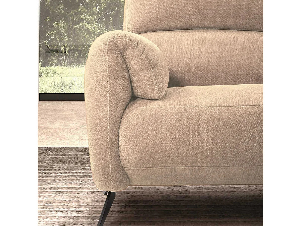 Canapé relax électrique 3 places tissu polyester beige - MALKO