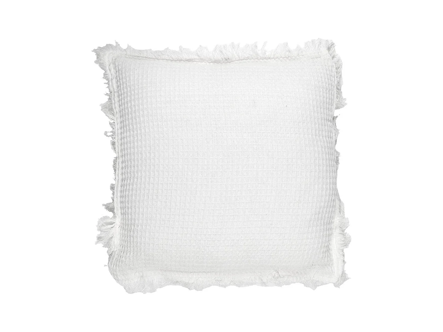 Coussin 40x40 cm déhoussable en coton style gaufré coloris ivoire