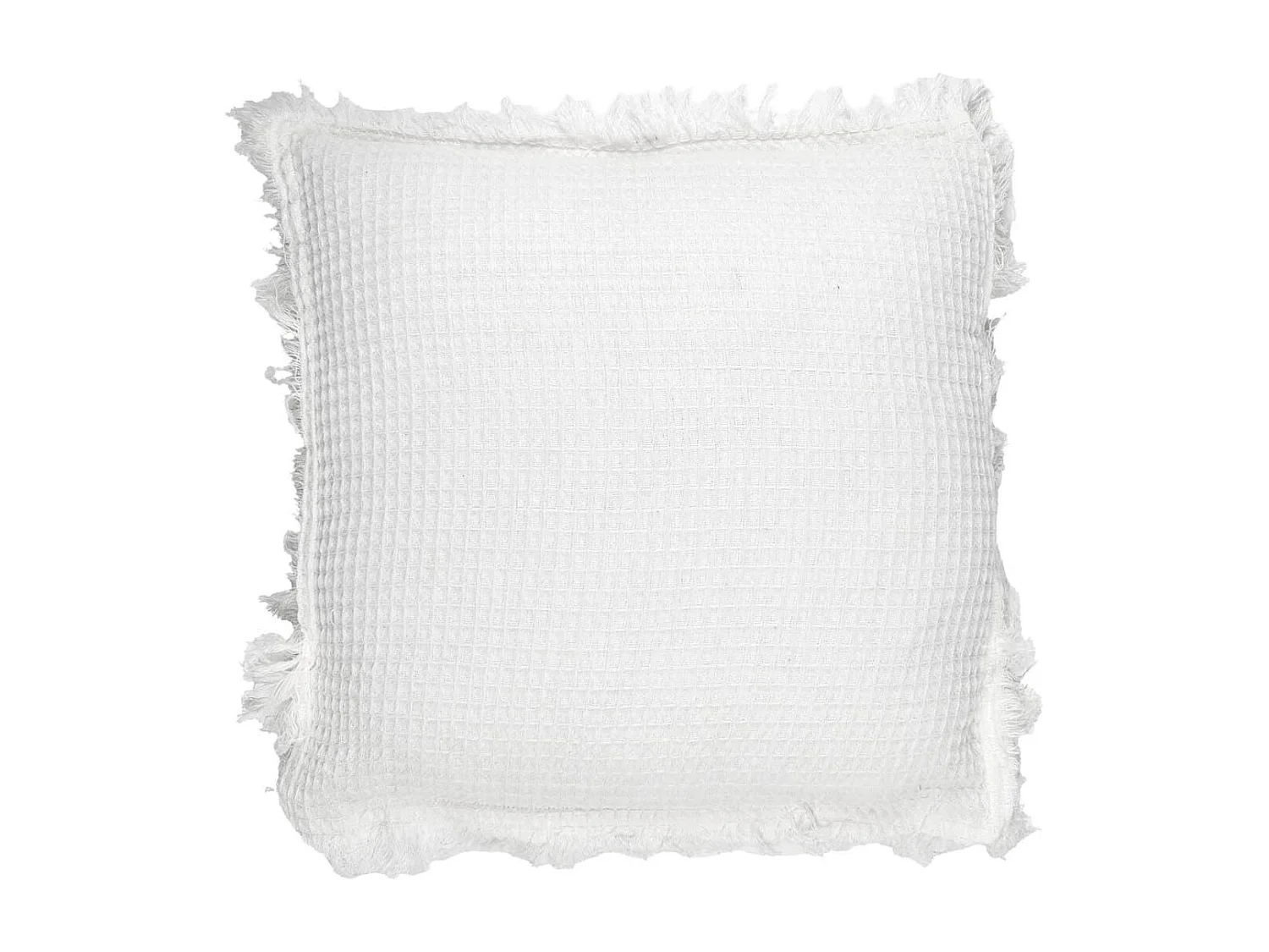 Coussin 40x40 cm déhoussable en coton style gaufré coloris ivoire