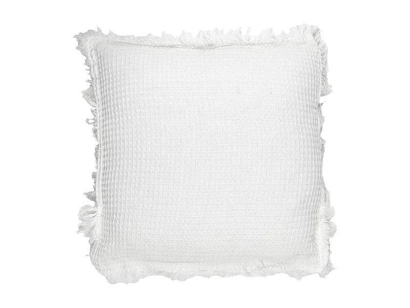 Coussin 40x40 cm déhoussable en coton style gaufré coloris ivoire