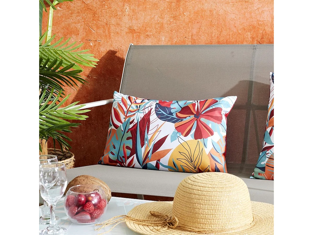 Coussin 30x50 déhoussable tissu déperlant paradis exotique