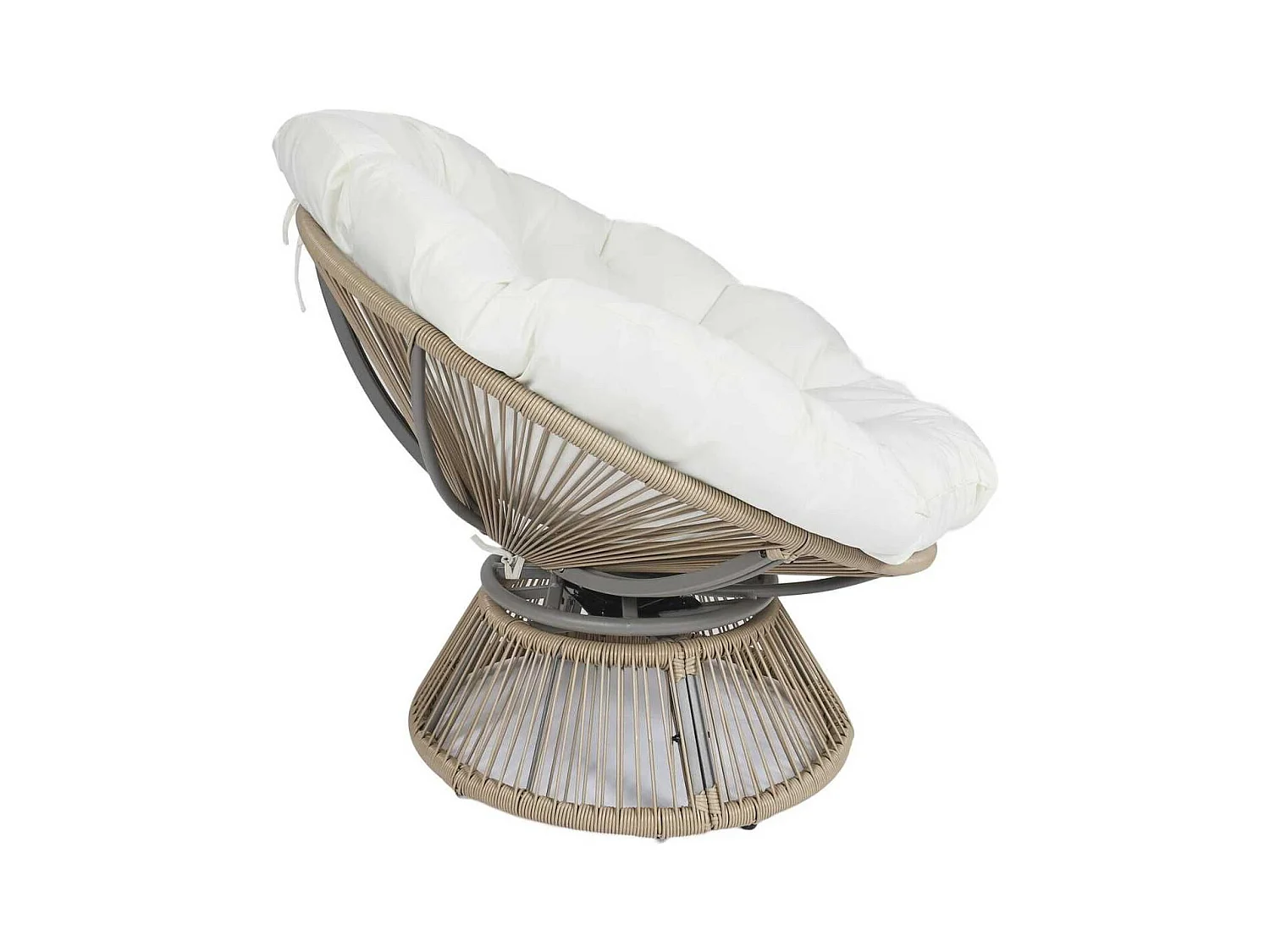 Fauteuil lounge pivotant avec assise coussin capitonné blanc - RIVIA