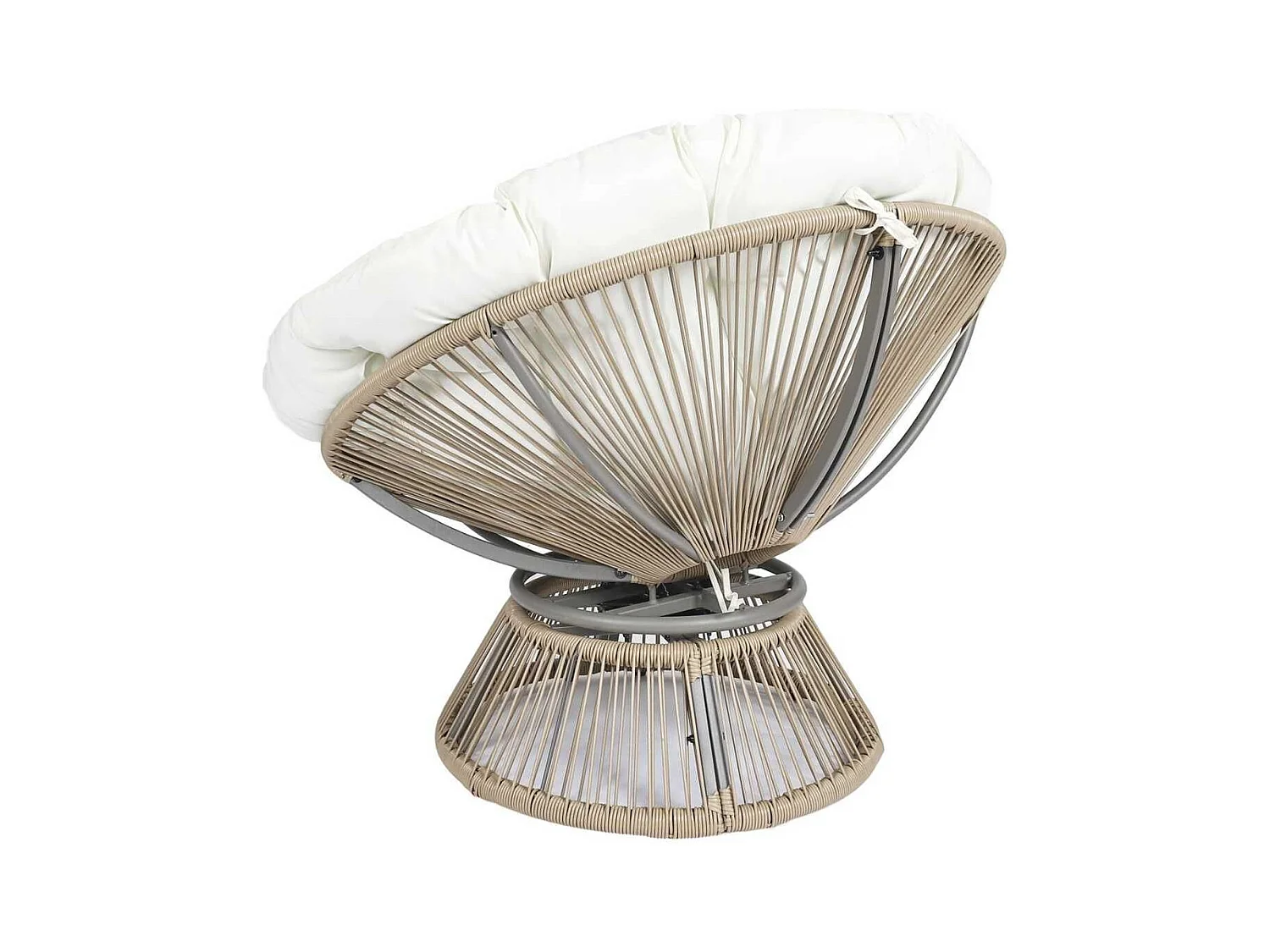 Fauteuil lounge pivotant avec assise coussin capitonné blanc - RIVIA